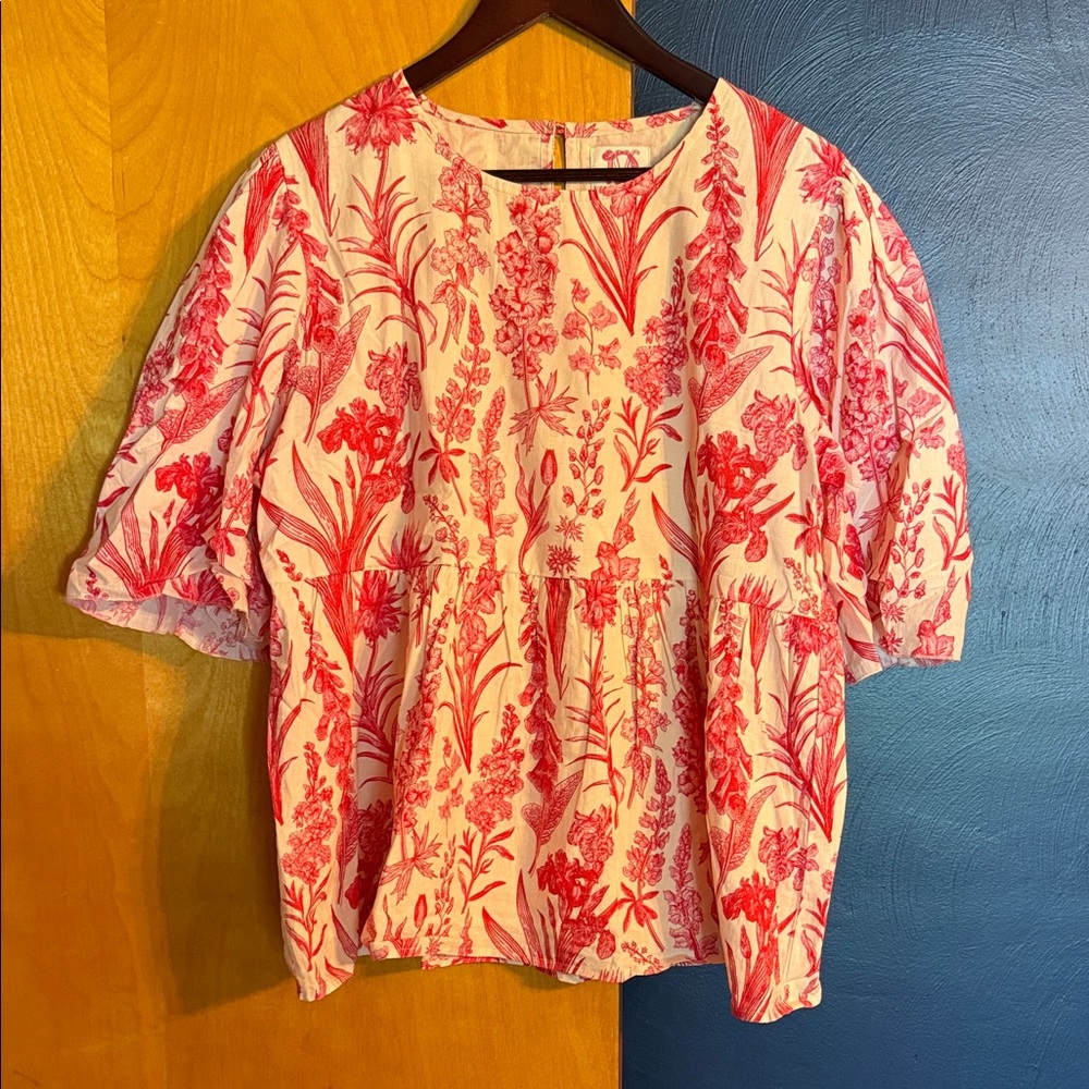Victoria Dunn Red Floral Blouse